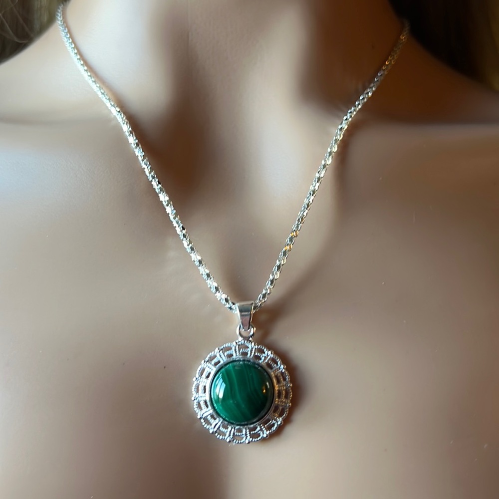 Malachite Silver Necklace